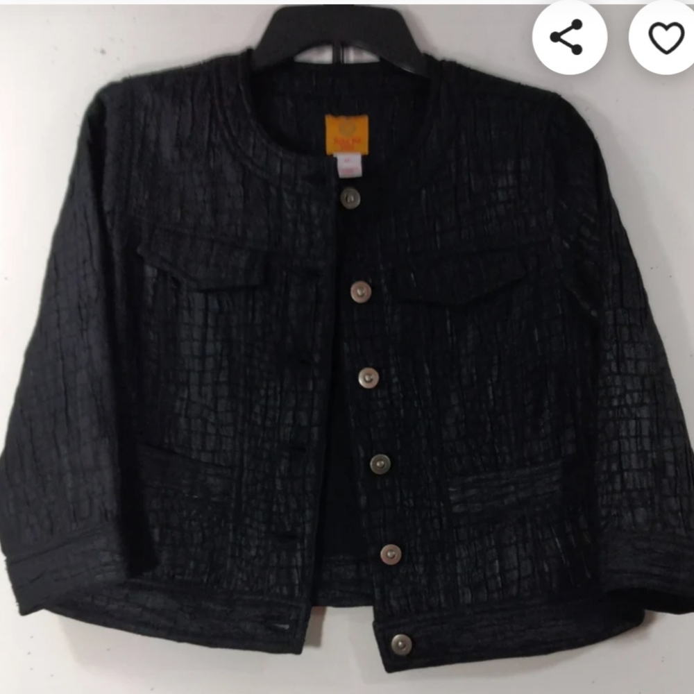 Ruby Rd. Black Textured Button Front Jacket Size … - image 8